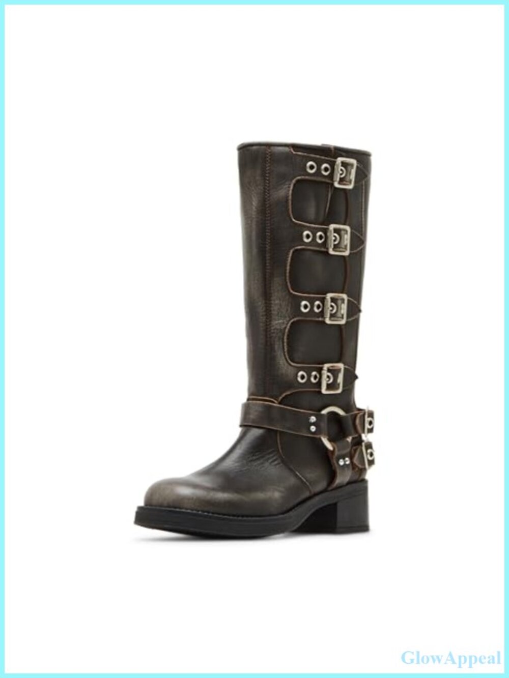 Steve Madden Rocky Leather Knee High Boot Round Toe Slip-On